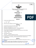 CBSE Work Sheet - Maths (Arithmetic Progression (WS-2) )