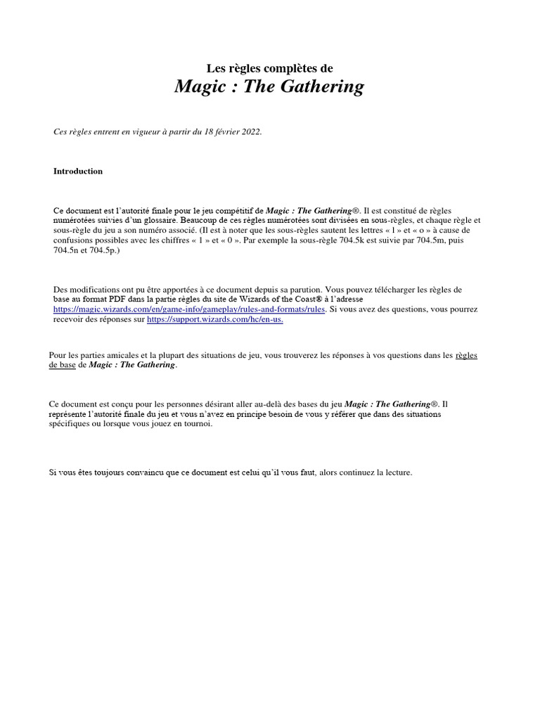 MagicCompRules 20220218 FR | PDF | Couleur | Noir