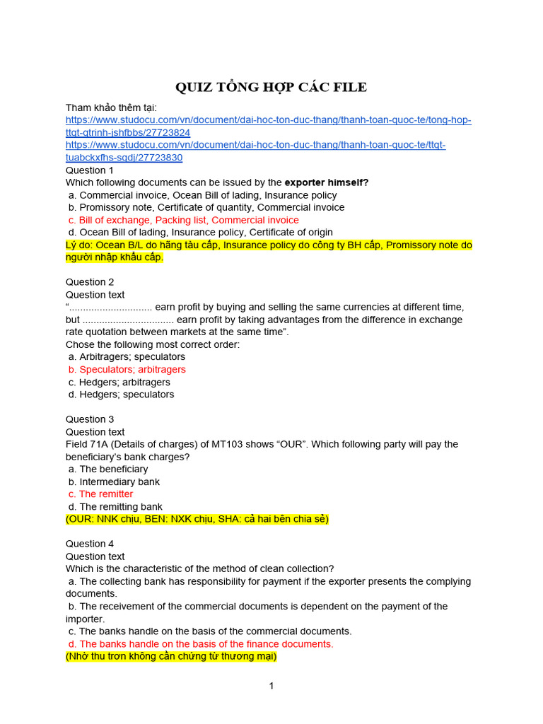 International Trade Quiz Overview | PDF | Exchange Rate | Bill Of Lading