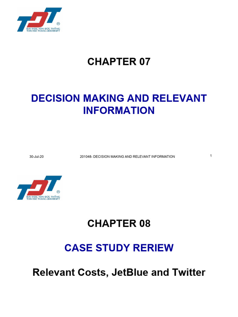 Management Accounting - Chapter 07 - Decision Making Relevant ...