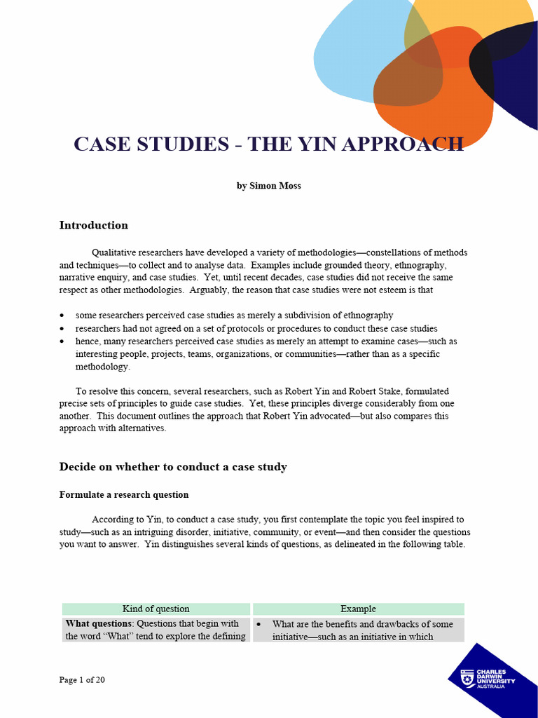 Introduction To Case Studies The Yin Approach PDF Methodology