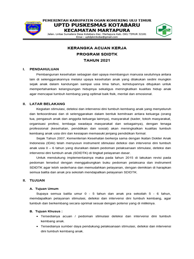 Program SDIDTK untuk Anak Usia Dini | PDF