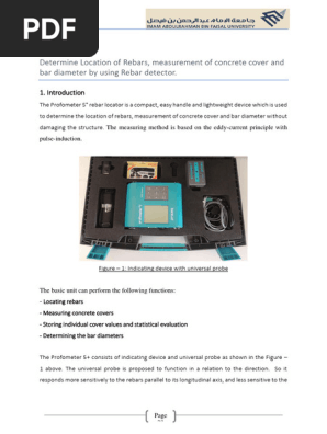 Determine Location of Rebars, measurement of concrete cover and bar diameter by using Rebar detector