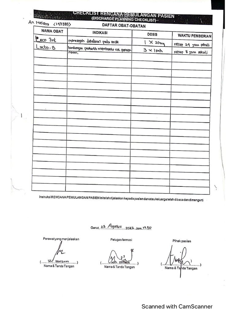 Checklist daftar obat pulang pdf