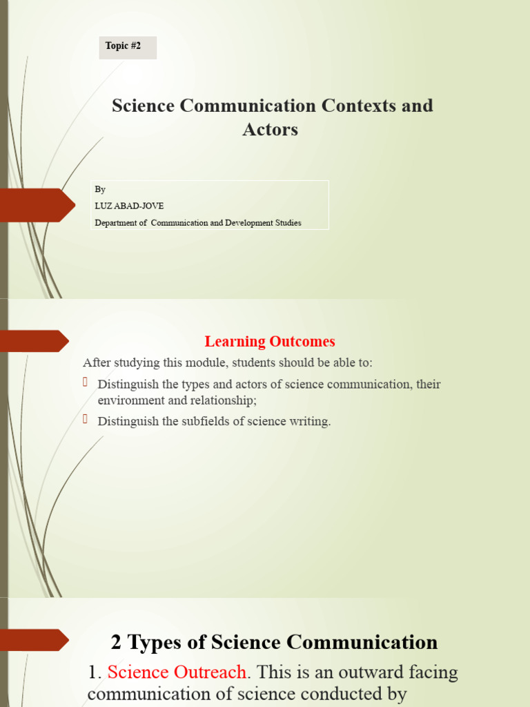 Science Communication: Types and Actors | PDF | Science | Communication
