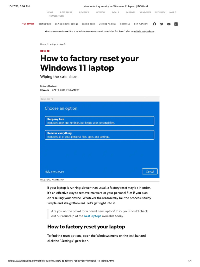 How To Factory Reset Your Windows 11 Laptop - PCWorld | PDF | Laptop ...