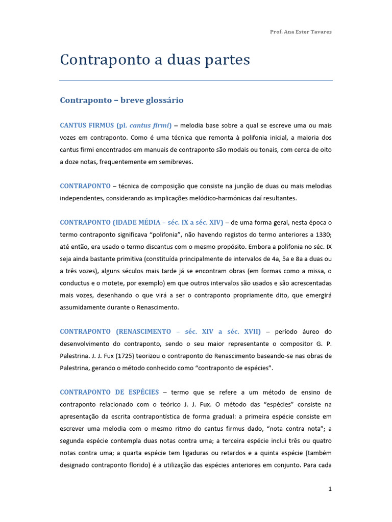 Glossário de Contraponto Musical | PDF | Arte