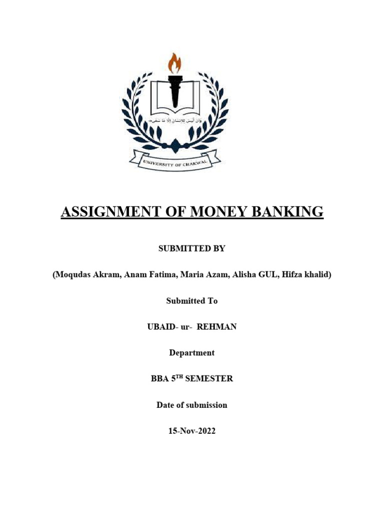 Money Banking Assignment PDF