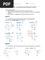 Recurring Decimals - Worksheet