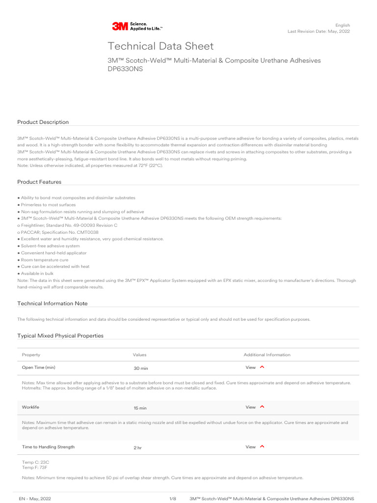 3M™ ScotchWeld™ MultiMaterial & Composite Urethane Adhesives DP6330NS