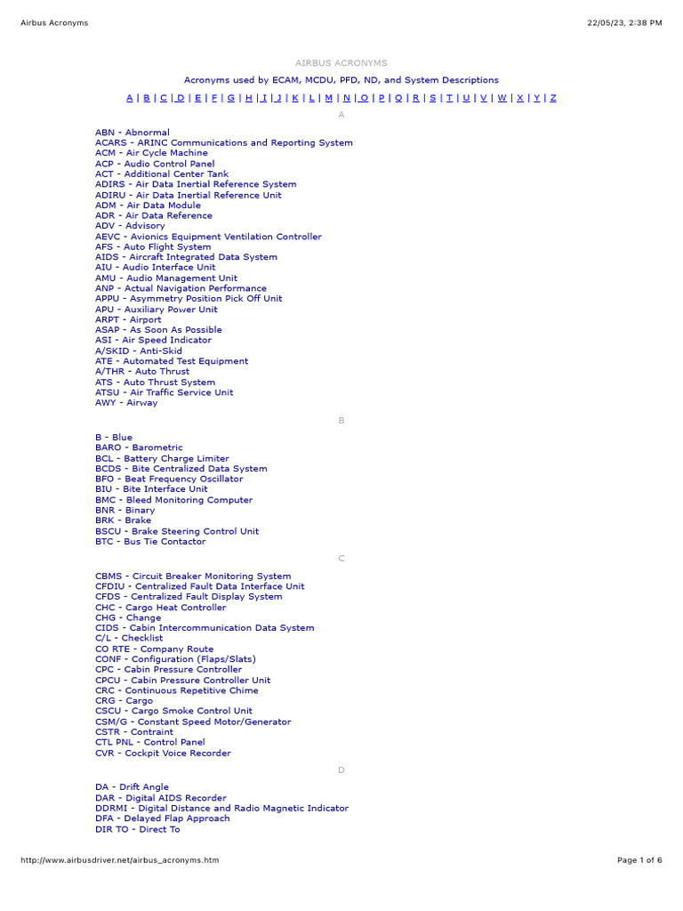 Airbus Acronyms PDF Aviation Aerospace