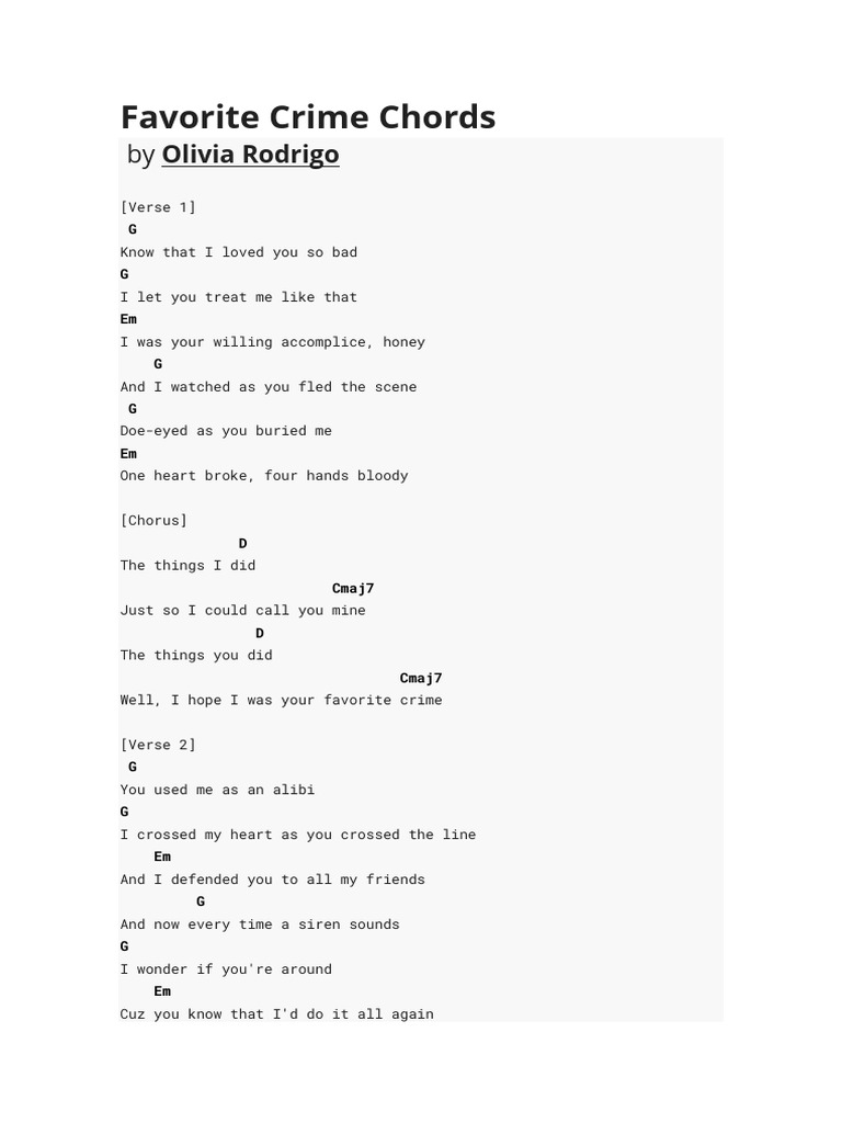 Favorite Crime Chords PDF