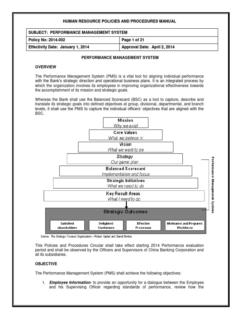 Performance Management System Manual | PDF | Performance Appraisal | Goal