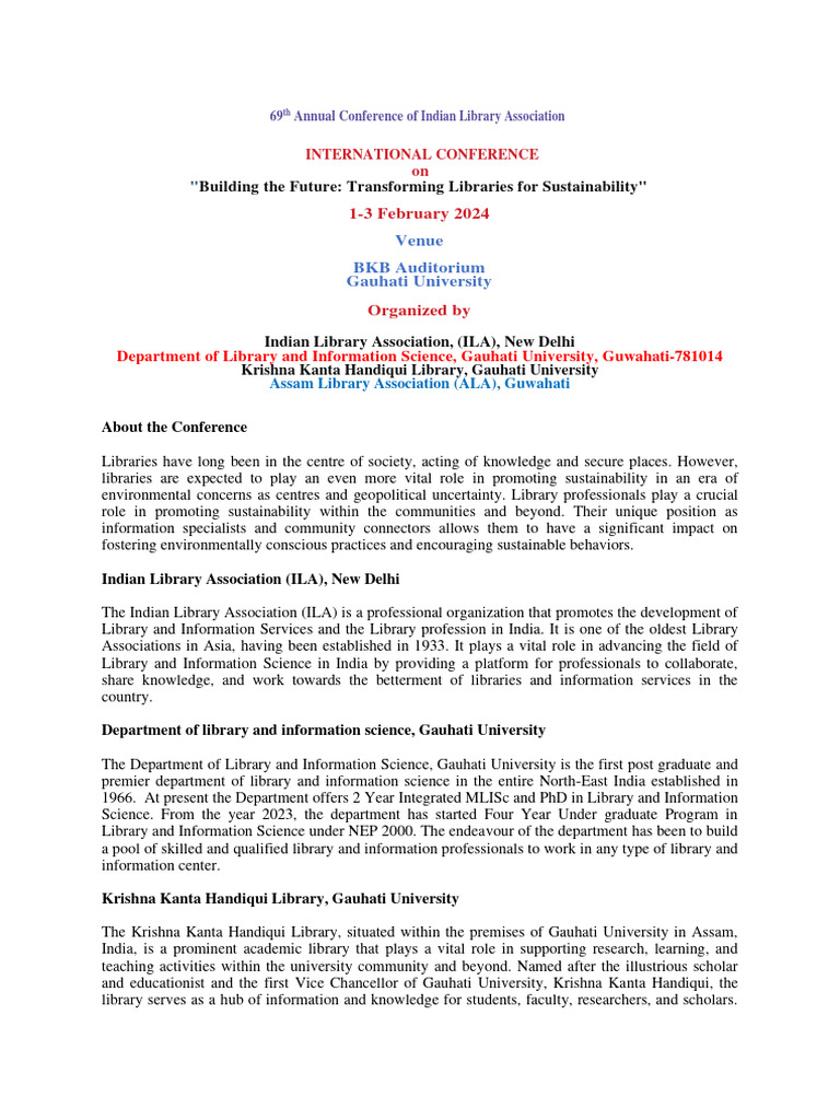 69th ILA Conference PDF Libraries Cheque