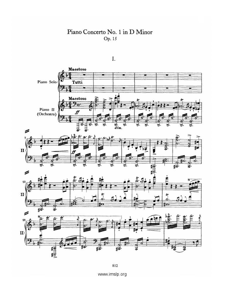 Johannes Brahms Concerto Pour Piano No 1 De Brahms Brahms-Piano Concerto No.1 Op.15