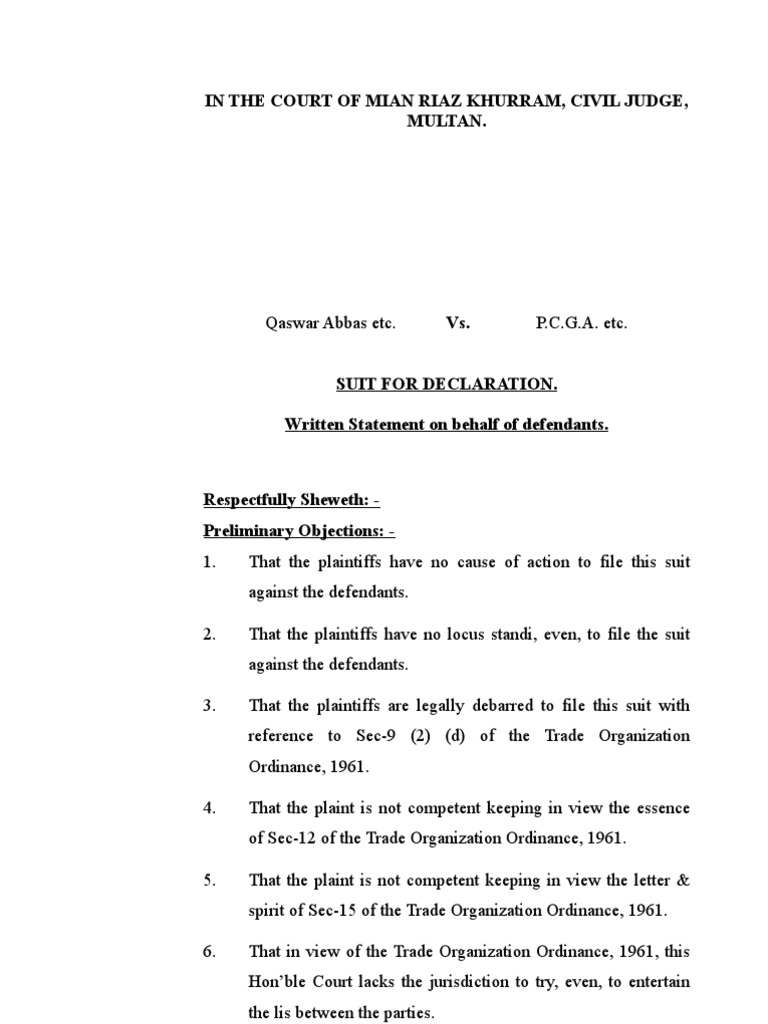 Qaswar (Suit for Declaration) Lawsuit Appeal