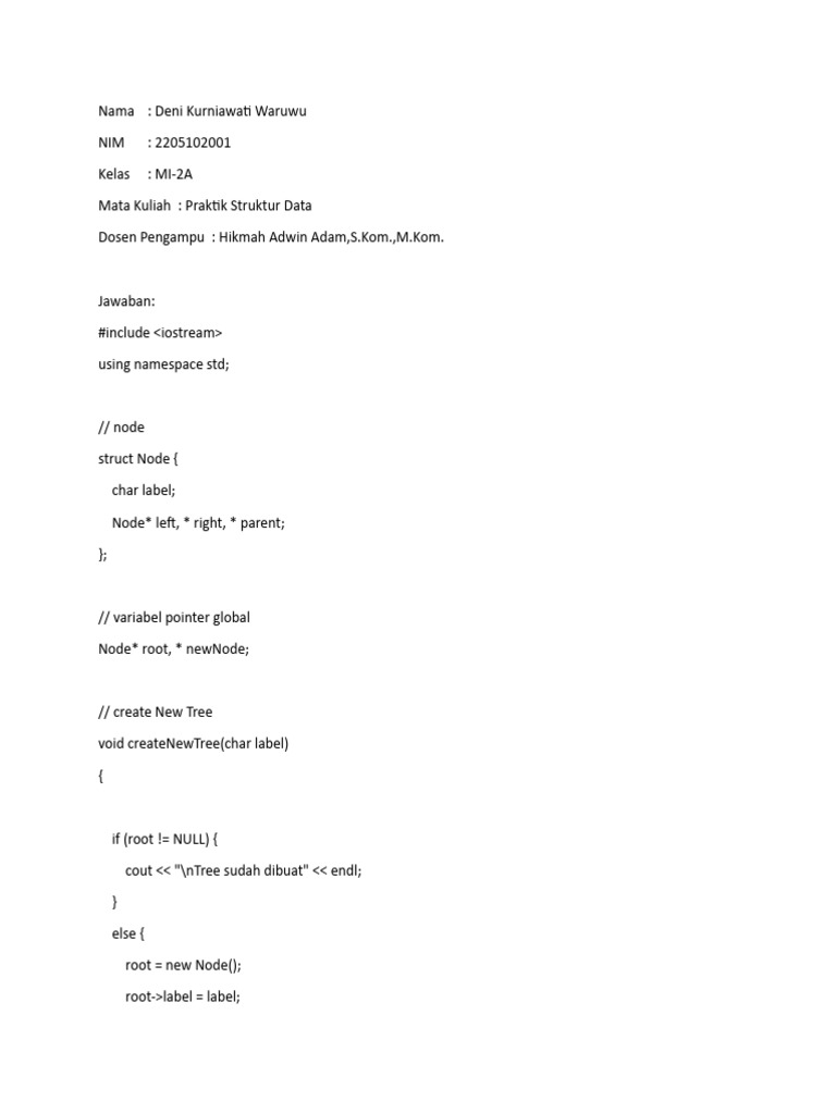 Implementasi Struktur Data Pohon | PDF