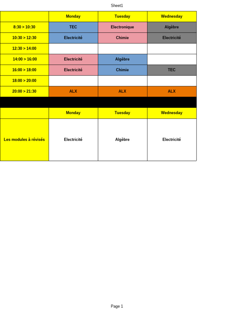 Emploi du temps des cours et révisions | PDF | Technologie et ingénierie