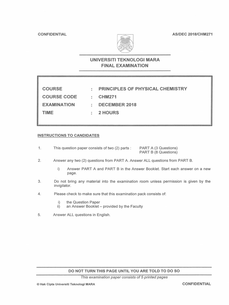 Chm271 Past Year December 2018 | PDF