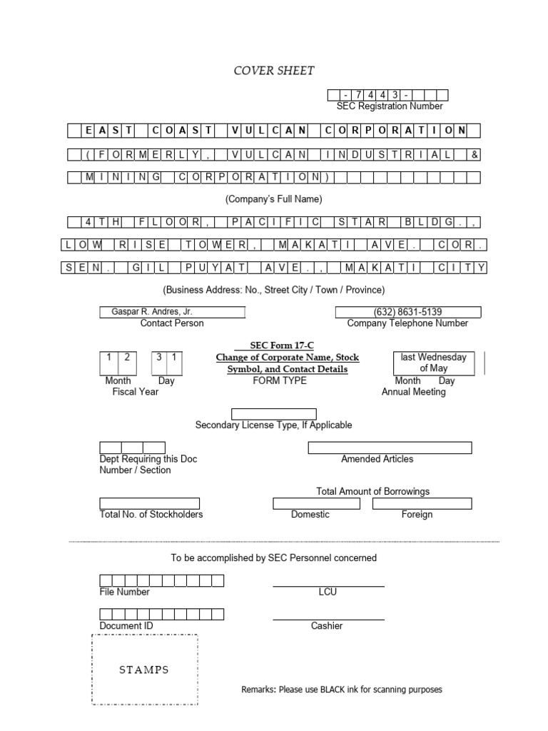 Amended Sec Certificate Sample