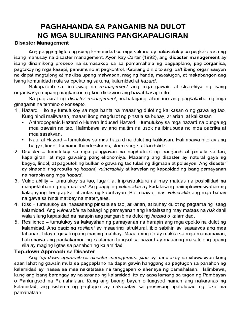AP WEEK 4 PAGHAHANDA SA PANGANIB NA DULOT Kalamidad | PDF