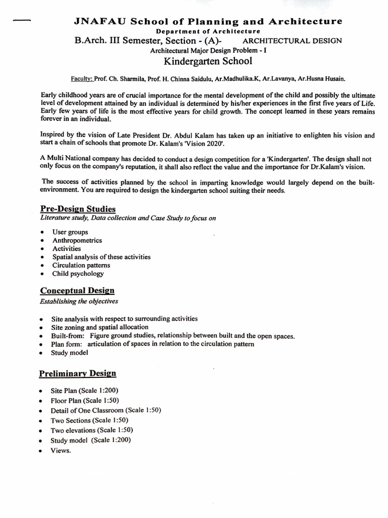 Kindergarten School Design Project | PDF | Psychology | Cognitive Science
