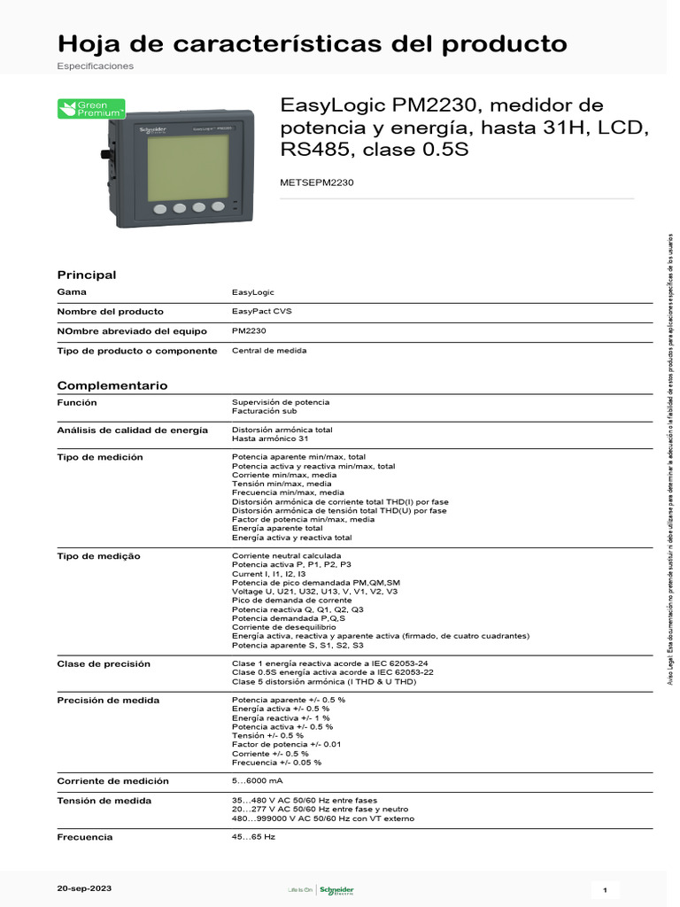 Serie EasyLogic PM2000 - METSEPM2230 | PDF | Energia electrica ...