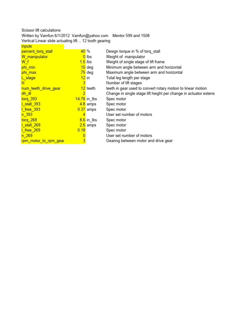 Scissor Lift Calculation PDF Gear Actuator