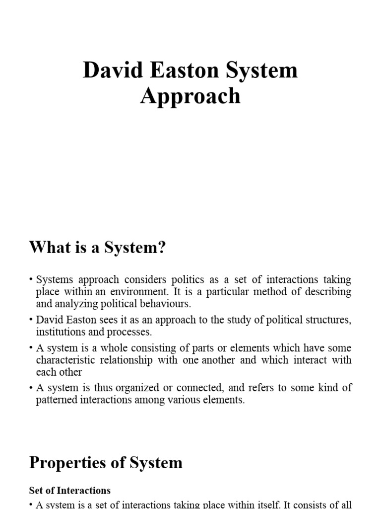 David Easton System Approach 3rd Lec PDF Feedback System