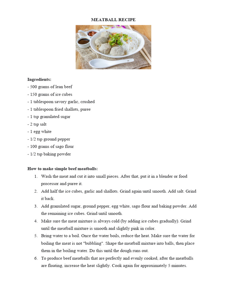 Meatball Recipe PDF Kite Breads