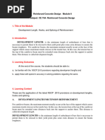 RC Module 6 DEVELOPEMTN LENGTH HOOKS AND SPLICING OF REINFORCEMENT