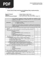 Matiao NHS - SIP Annex 2B - Child Protection Policy Implementation Checklist