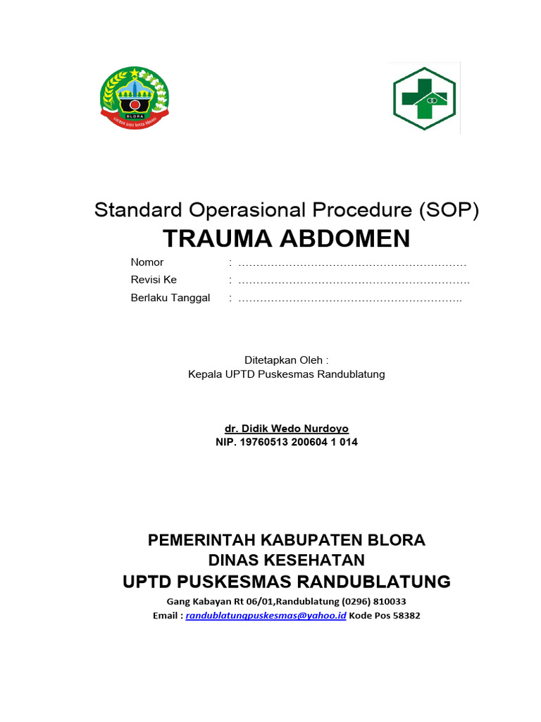 SOP Penanganan Trauma Abdomen Puskesmas | PDF | Sains & Matematika