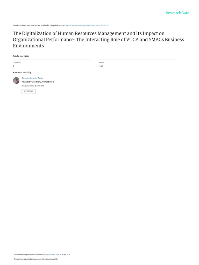 The Digitalization of Human Resources Management and Its Impact On ...