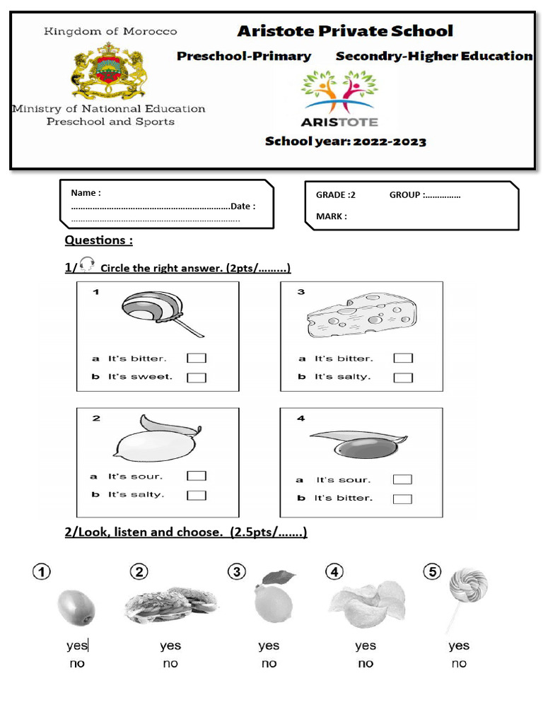 Grade 2 Exam | PDF