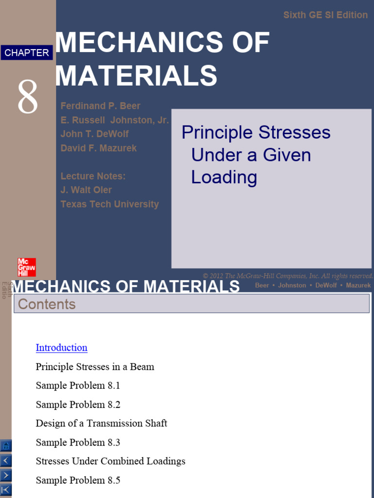 8 1 Principal Stresses | PDF | Bending | Stress (Mechanics)