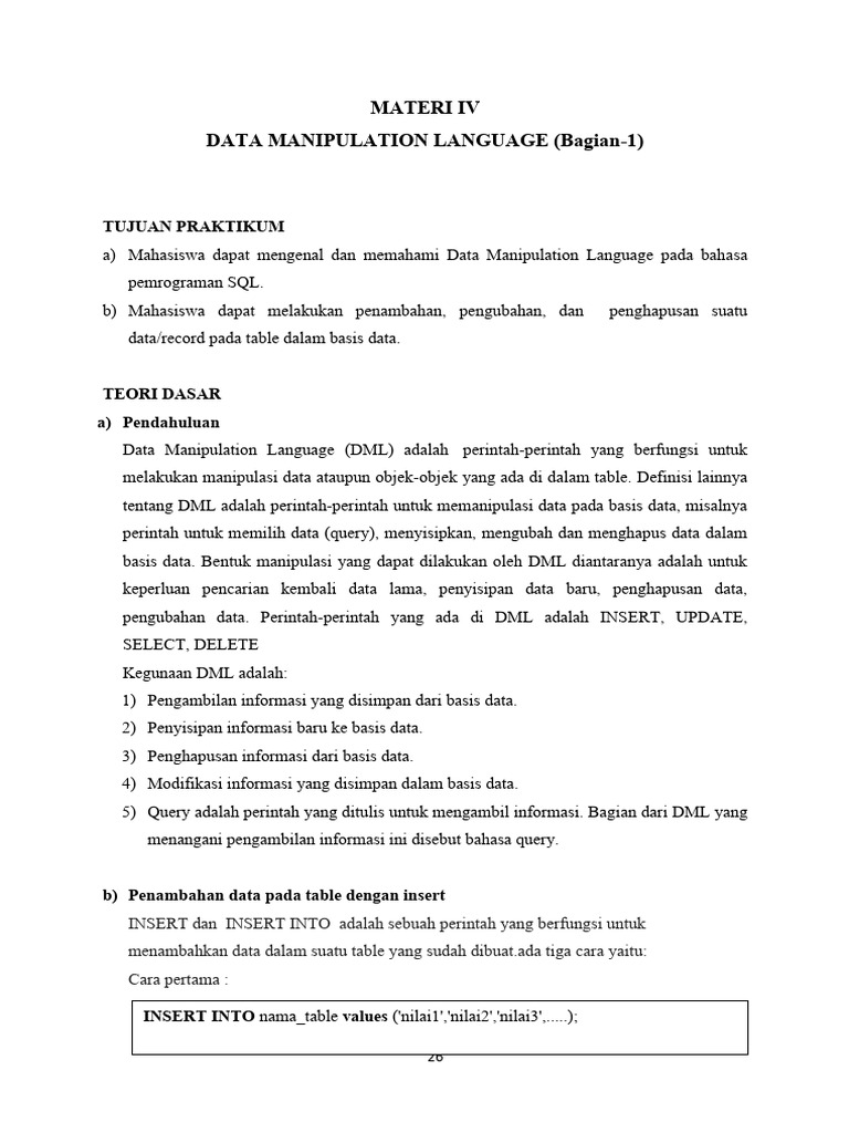 Pengenalan Data Manipulation Language | PDF