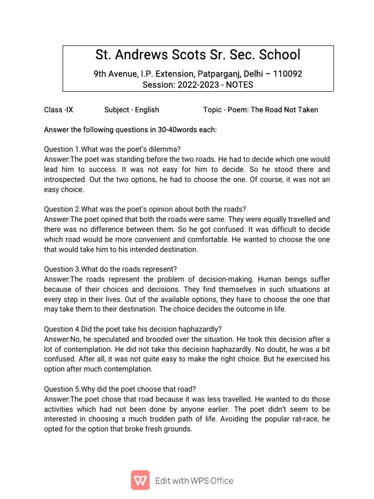 english-poem-the-road-not-taken-important-notes-pdf