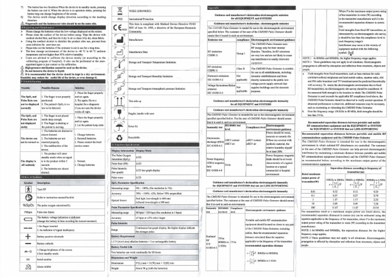 Pulse Oximeter COMTEC Instructions 2 PDF