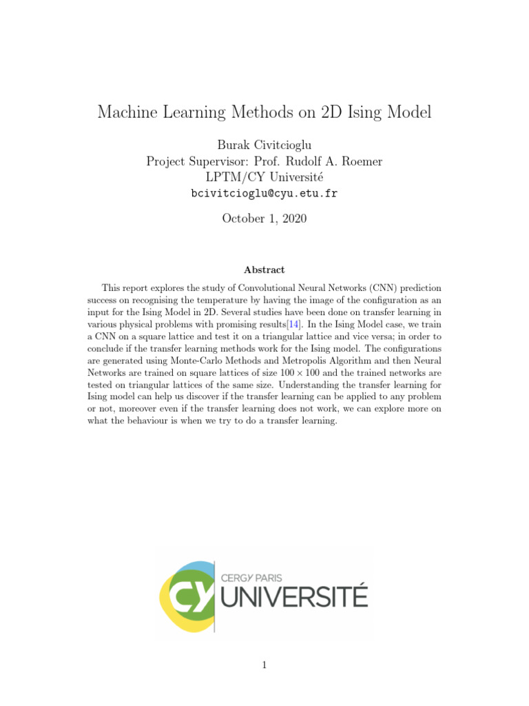 CNN Transfer Learning for 2D Ising Model | PDF | Technology & Engineering