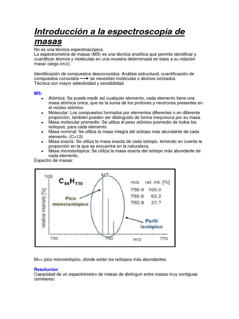 Tema 7-Introducción A La Espectroscopía de Masas | PDF