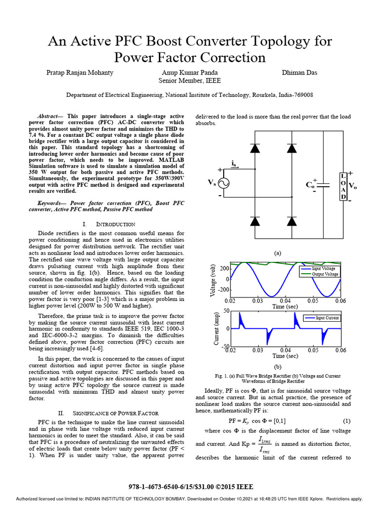 An Active PFC Boost Converter Topology For Power Factor Correction PDF