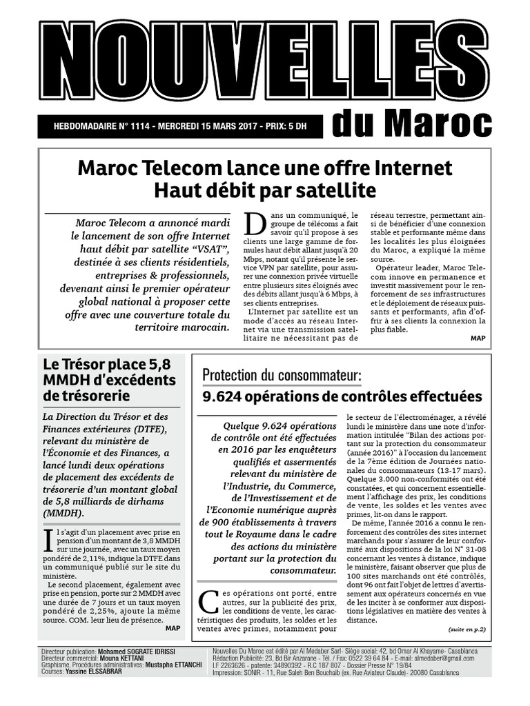 Maroc telecom lance une offre internet haut d bit par satellite pdf