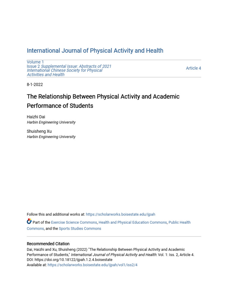 Impact of Physical Activity on Student Performance | PDF | Self ...