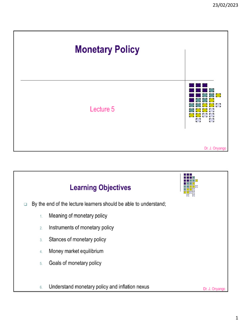 Lecture 5.0 - Monetary Policy | PDF
