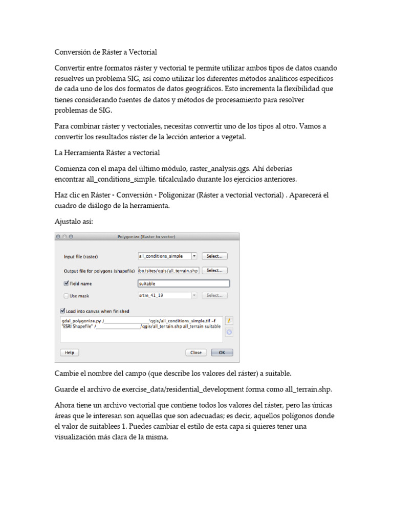Conversión Ráster a Vectorial en QGIS | PDF
