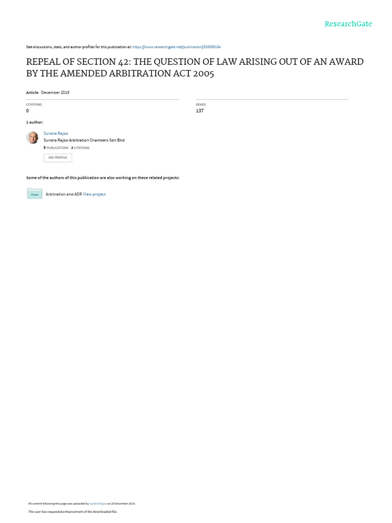 Repeal of Section 42 in Arbitration Act | PDF | Business | Finance ...