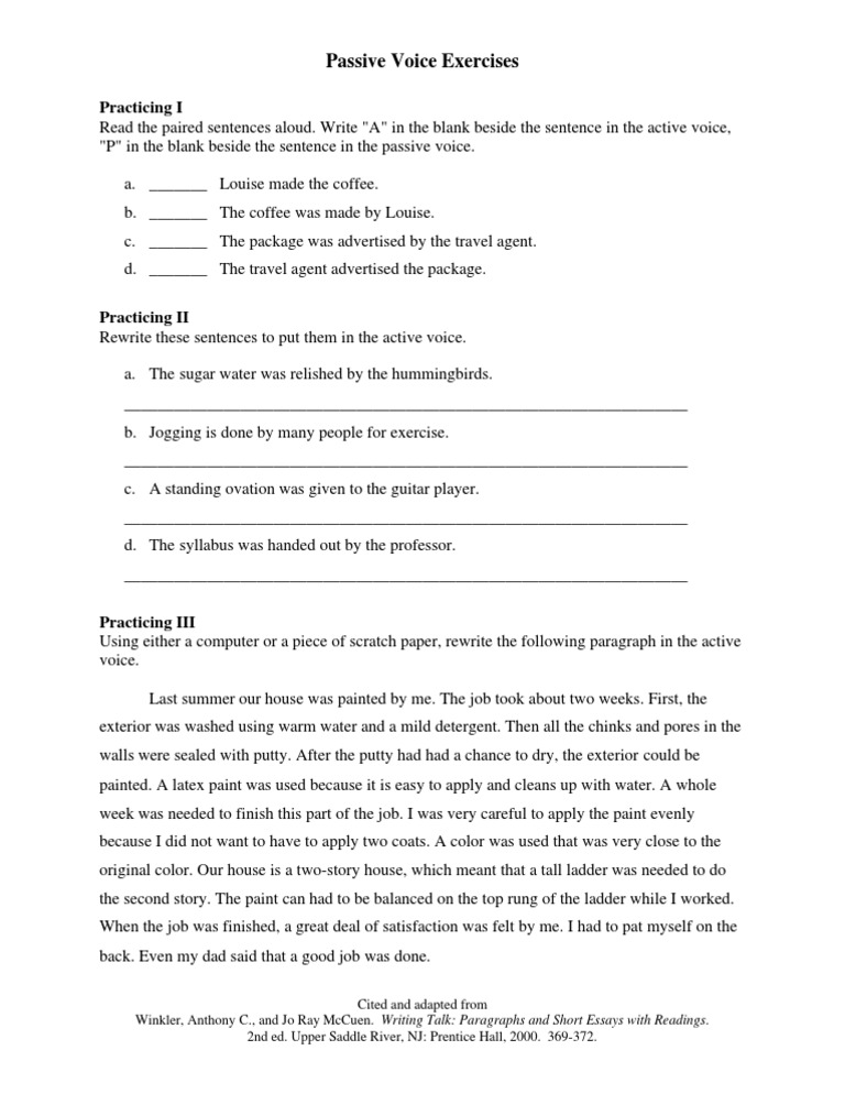 Passive Voice Exercises | PDF | Language Arts & Discipline