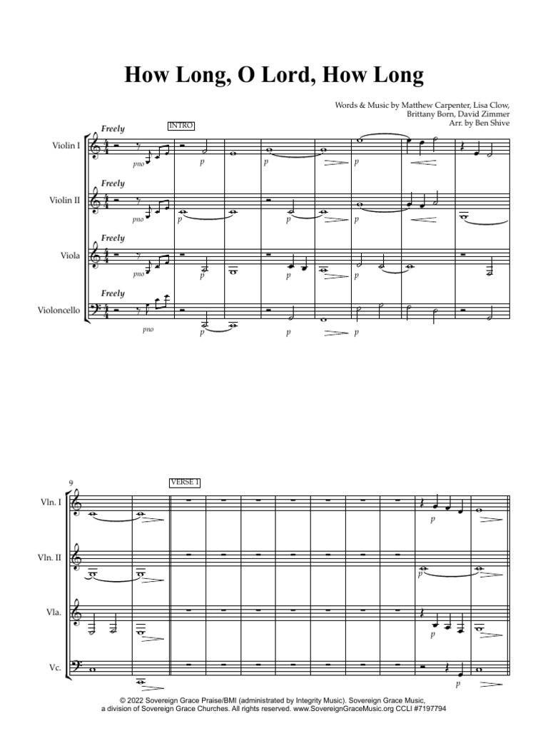 How Long O Lord How Long - STRINGS - C | PDF