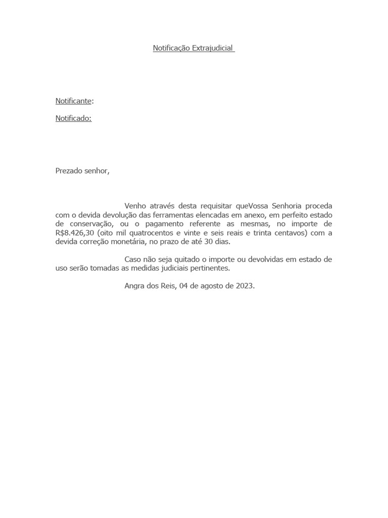 Notificação Extrajudicial | PDF
